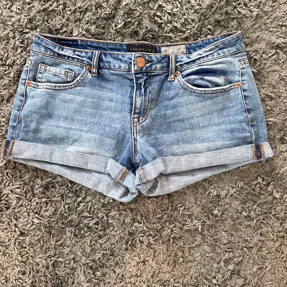 Midi rise jean shorts